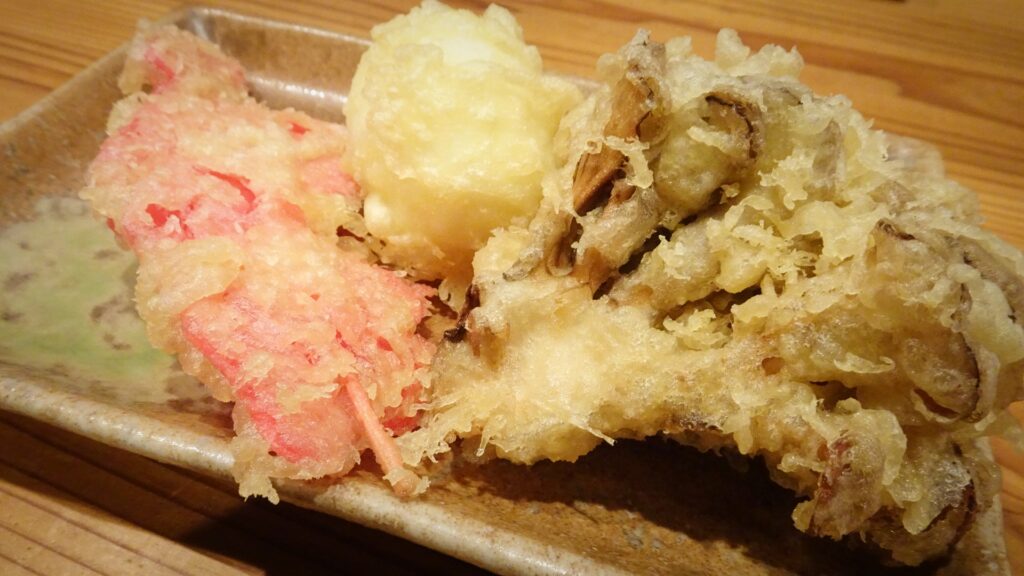 天ぷら(紅しょうが＋たまご＋まいたけ)